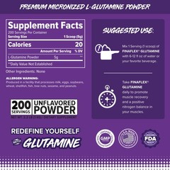 FINAFLEX PURE GLUTAMINE, Unflavored 2.2 lbs Ultimate Muscle Recovery Powder…