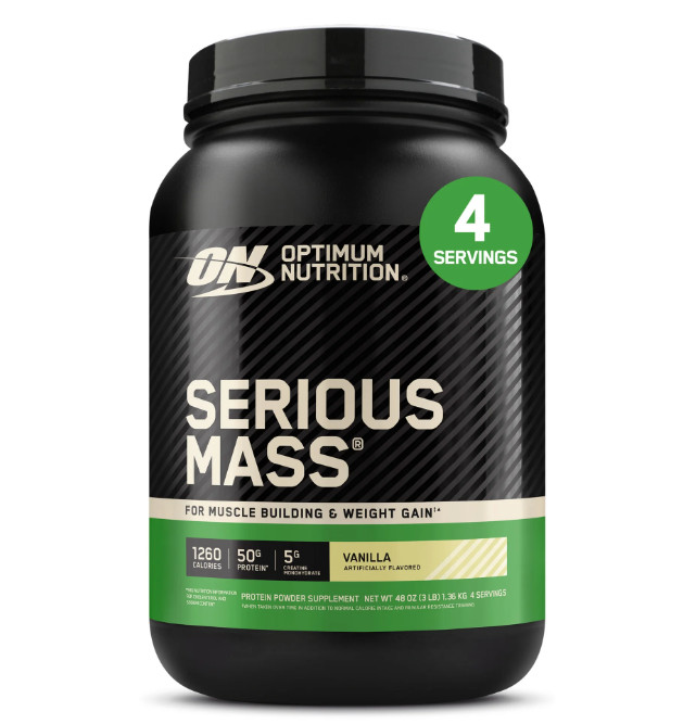 Optimum Nutrition Serious Mass Weight Gainer, Vanilla, 3 lb