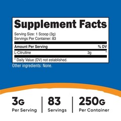Nutricost L-Citrulline (Base) Powder – (250 Grams)
