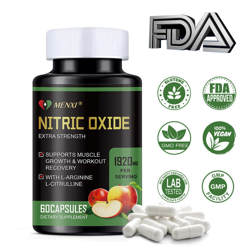 MENXI Nitric Oxide Capsules 1920mg 60ct – Energy Circulation Exercise Boost