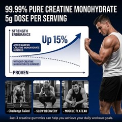 Lab-Verified Creatine Gummies – 5g Per Serving, 90 Count, Blueberry Flavor