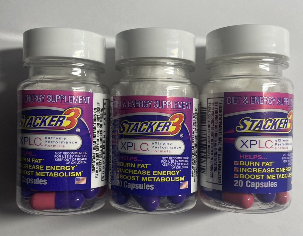 3x 20ct Stacker 3 XPLC Bottles Dietary Supplement Weight Loss 60 Pills Total