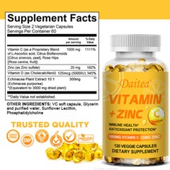 Vitamin C + Zinc – Immune Health, Antioxidant, Immunity 1000mg – Made in The USA