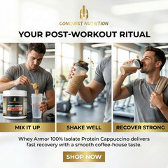 Conquest Whey Armor 100% Whey Isolate Protein Cappuccino 1lb Muscle Recovery