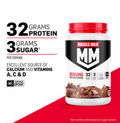 Muscle Milk Genuine Protein Powder, Vanilla, 32g Protein, 1.9lb, 30.9oz