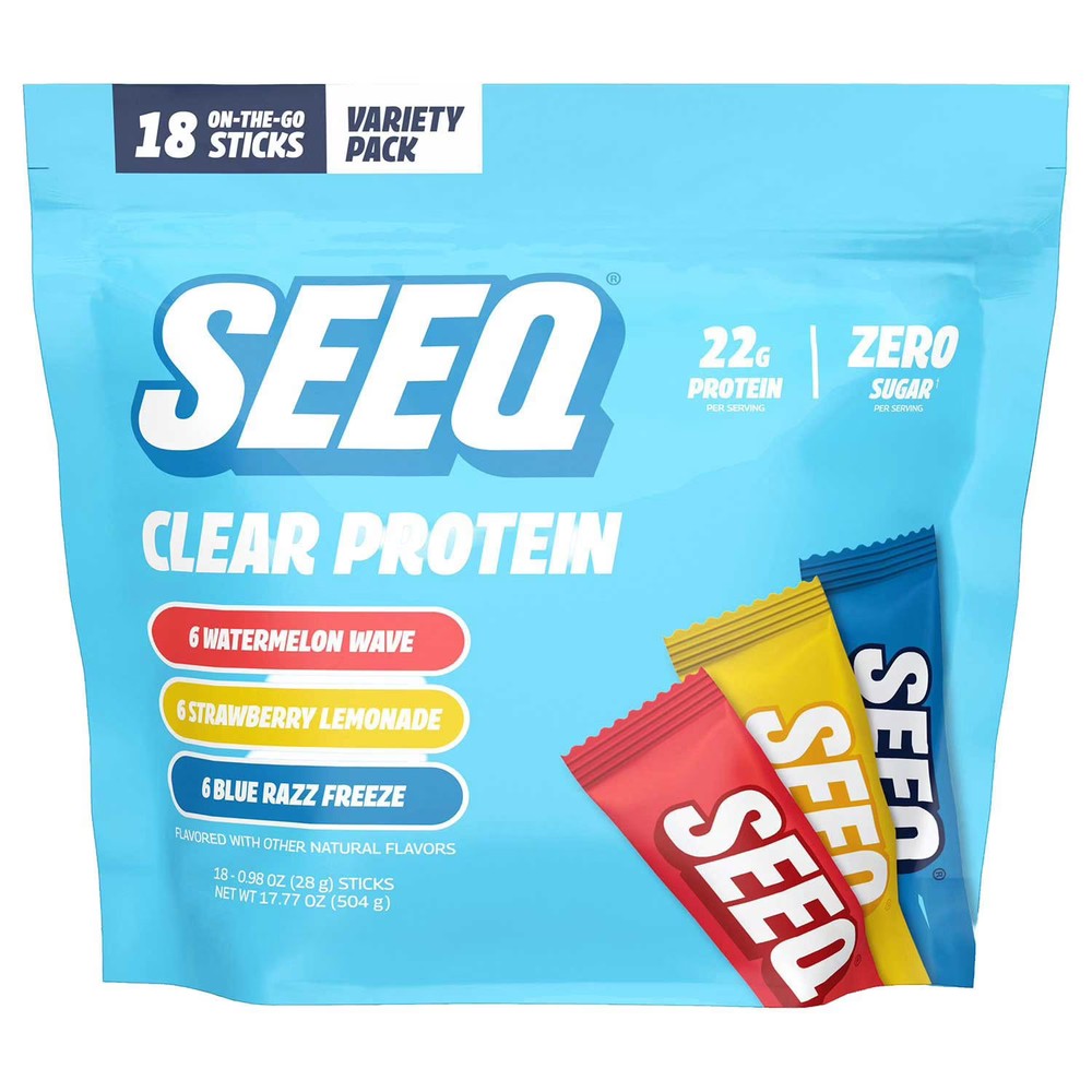 Seeq Clear Protein Powder Variety Pack, 18 Count