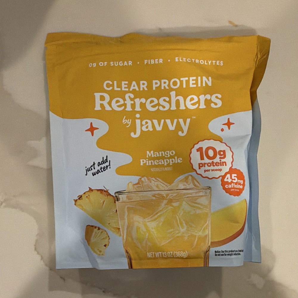 Javvy Clear Protein Refreshers Mango Pineapple Powder 13oz 0g Sugar