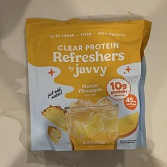 Javvy Clear Protein Refreshers Mango Pineapple Powder 13oz 0g Sugar