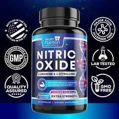 Nitric Oxide Booster Capsules L-Arginine Citrulline Pre Workout Muscle Support