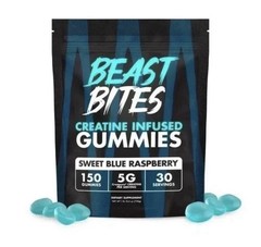 Beast Bites Creatine Infused Gummies – Blue Raspberry – 150 Servings