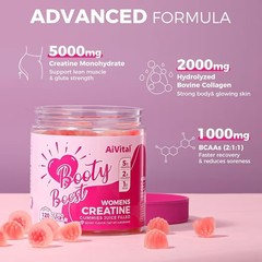 AiVital Creatine Gummies Women 5000mg Creatine Collagen BCAA 120 Count