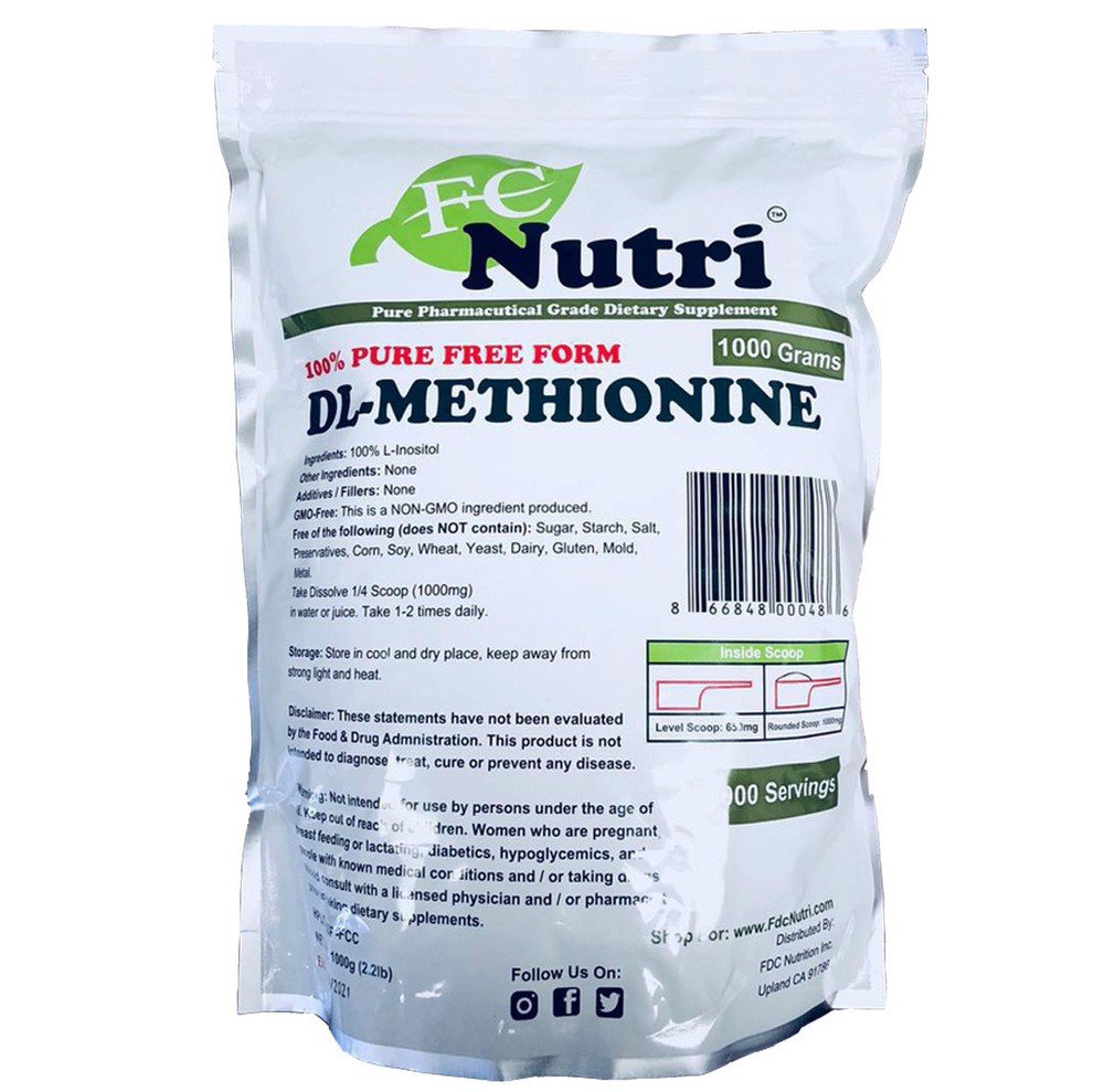 DL-Methionine Powder 100%pure 2.2lb (1000 grams) By FDCNutri