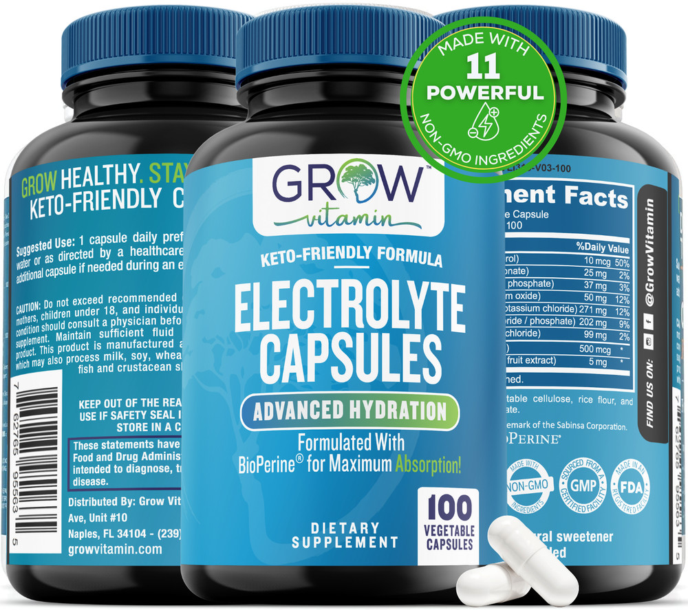 Grow Vitamin Lyte Fuel, Electrolyte Replacement Supplement. 100 Capsules