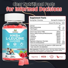 Hmb and Leucine Gummies Supplements for Men Women, 4000mg HMB & L-Leucine Ami…