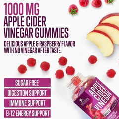 Apple Cider Vinegar Gummies 1000mg per Serving – Sugar 120 Count (Pack of 1)