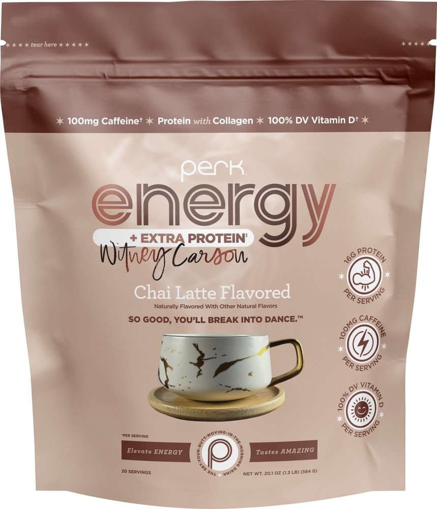 Perk Energy + Extra Protein Powder (1.3 LB) Chai Latte – Witney Carson Edition
