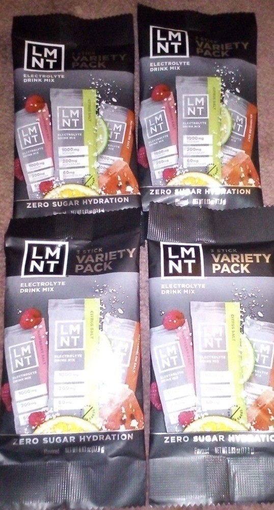 12 ! LMNT Electrolyte Drink Mix 4×3 Stick Variety Pack Citrus Raspberry Melon