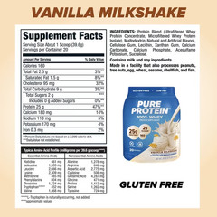 Pure Protein 100% Whey Protein Powder, Vanilla Cream, 25g Protein, 1.75 lbs
