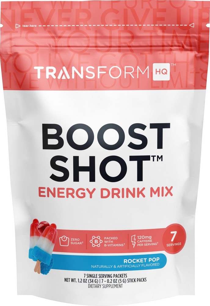 TransformHQ Boost Shot Powder Drink Stick Packets, Rocket 7 Ounce (Pack of 1)