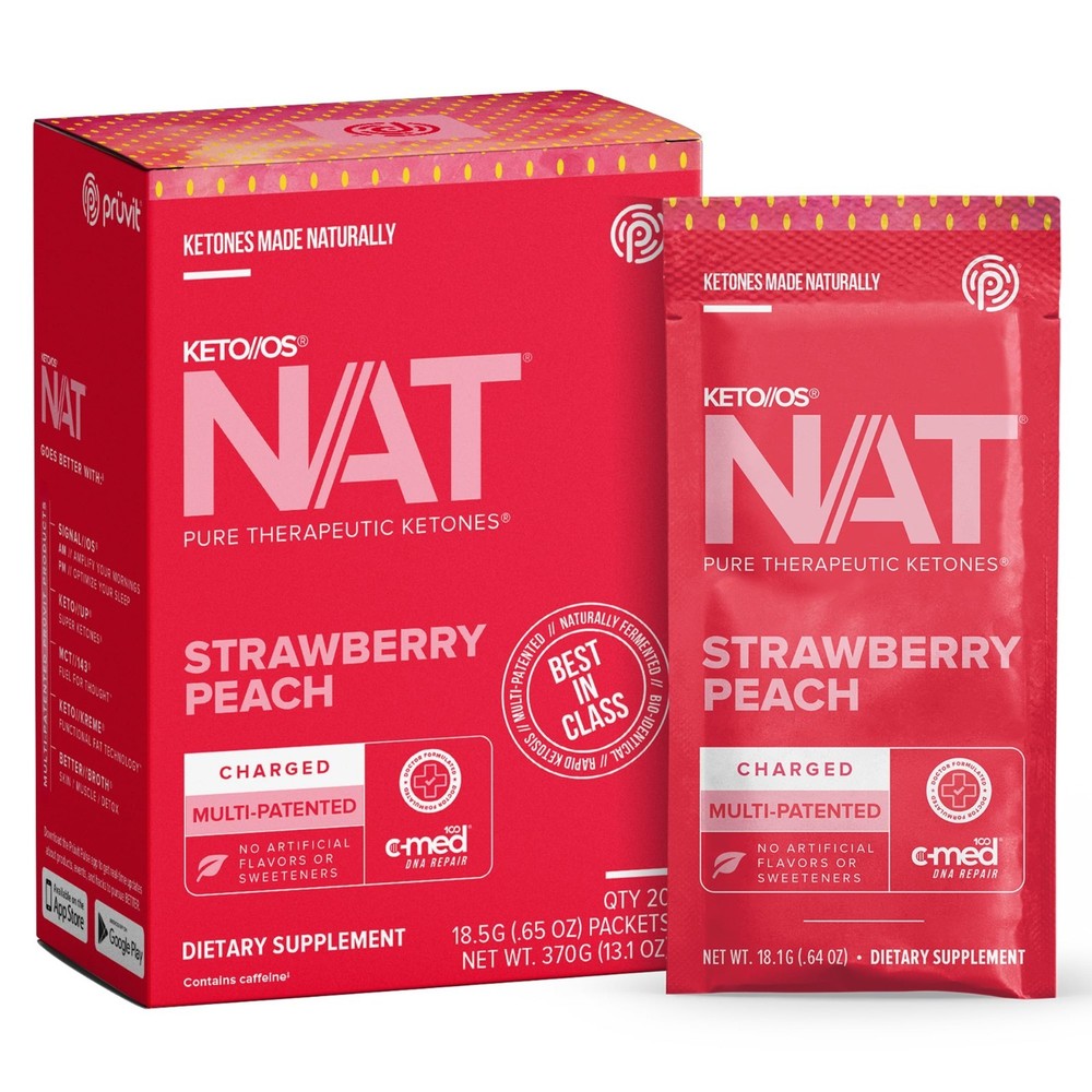 PRUVIT ketone drink Keto Nat STRAWBERRY PEACH Charged FREE SHIPPING EXP 11/27