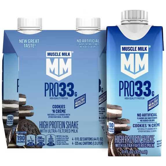 Muscle Milk Pro 33g High Protein Shake Ultra Filtered Milk, Cookies ‘N Crème, 11