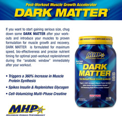 MHP Dark Matter Post Workout, Recovery Accelerator, W/Multi Phase Creatine, Waxy
