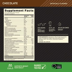 Optimum Nutrition Serious Mass, Chocolate, Weight Gainer Protein Powder, Mass Ga