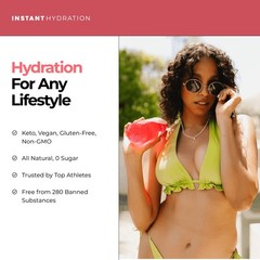 Instant Hydration Electrolyte Powder Sugar Free Raspberry 1220mg 20 Count