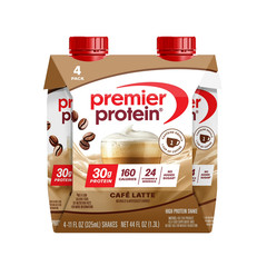 Premier Protein Shake, Café Latte, 30g Protein, 11 fl oz, 4 Count.