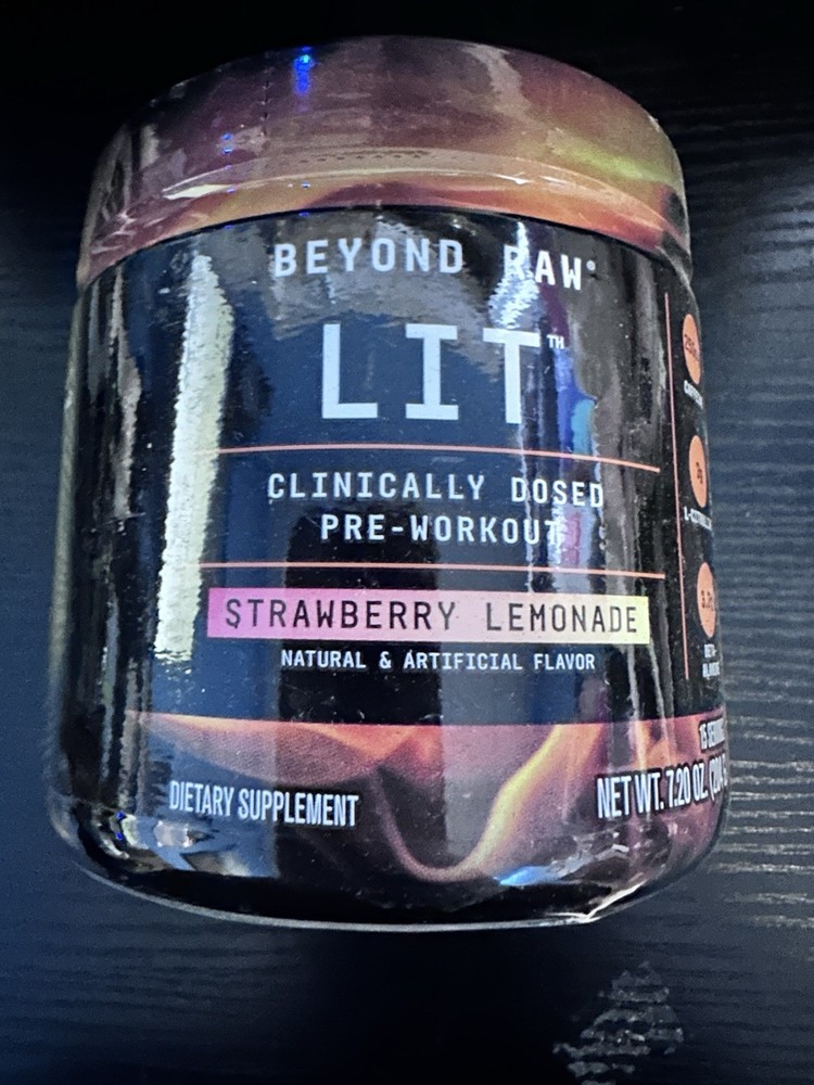 Beyond Raw LIT Clinically Dosed Pre-Workout Strawberry Lemonade 7.20 oz Sealed