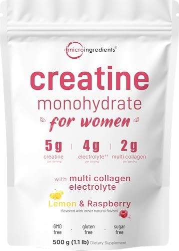 Creatine Electrolytes Collagen Powder Women Lemon Raspberry 5000mg