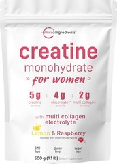 Creatine Electrolytes Collagen Powder Women Lemon Raspberry 5000mg