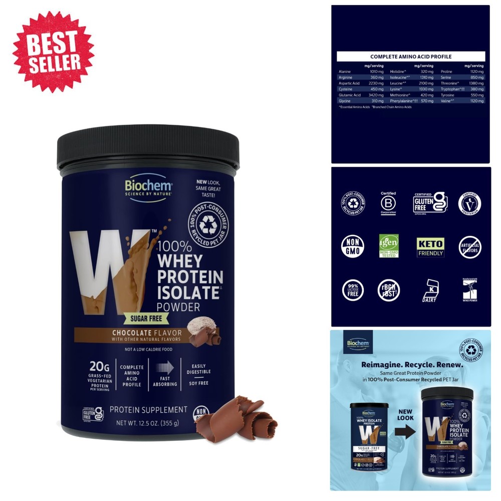Keto-Friendly 100% Whey Protein – 20g Sugar-Free Chocolate, Gluten Free Delight