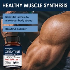 Pure Creatine Monohydrate Capsules 3000mg for Muscle Mass Strength
