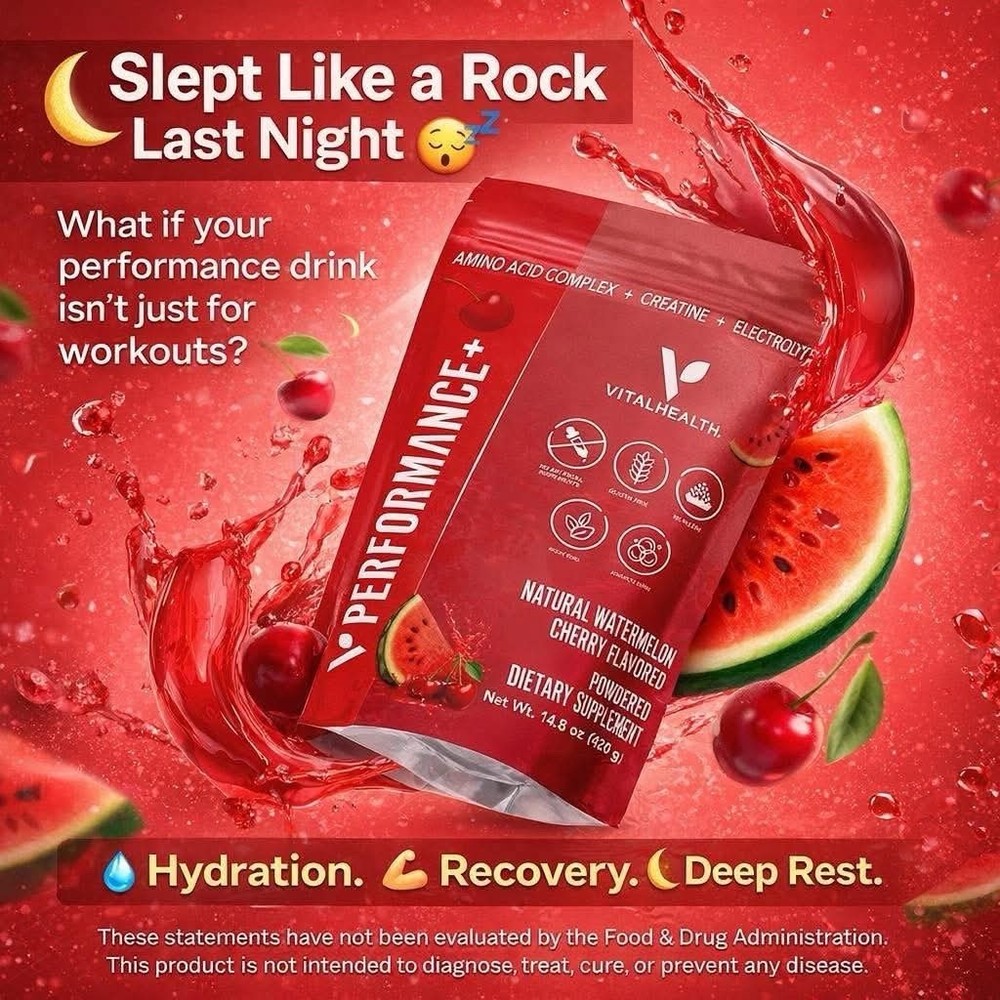 VitalHealth Watermelon Cherry Powder, Amino Acids, Creatine, Hydration, Vegan, …