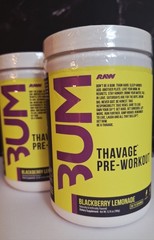 BUM Thavage Preworkout, RAW, 2 Tubs, Blackberry Lemonade, 30 Servings, 06/2027✨️