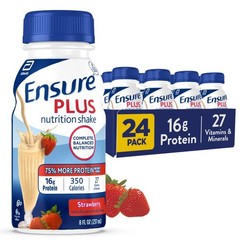 Ensure Plus Strawberry Nutrition Shake | Meal 8 Fl Oz (Pack of 24)