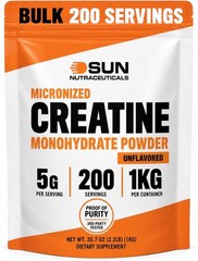 Micronized Creatine Monohydrate Powder 1kg 2.2lbs, 200 Servings Bulk Creatine