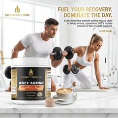 Conquest Whey Armor 100% Whey Isolate Protein Cappuccino 1lb Muscle Recovery
