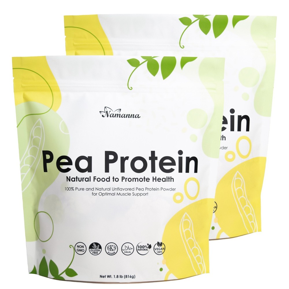100% Pure Pea Protein Powder, 80% Protein Content, Unflavored, Vegan-1.8lbx2