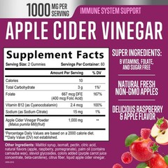 Apple Cider Vinegar Gummies 1000mg per Serving – Sugar 120 Count (Pack of 1)