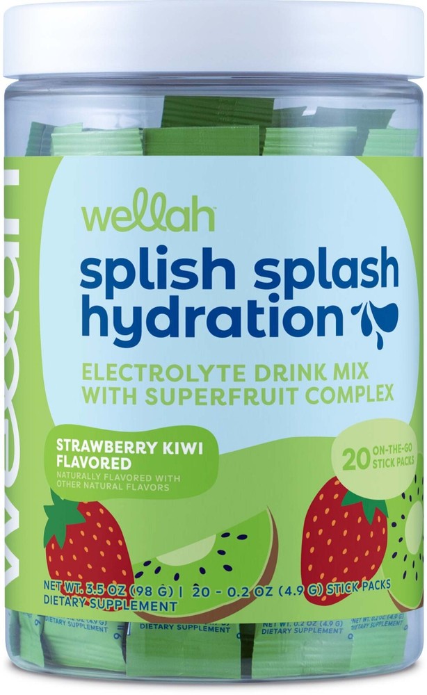 Wellah Splish Splash Hydration (Strawberry Kiwi) 20 Stick Packs – Electrolytes