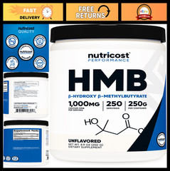 HMB Powder 250g – Beta-Hydroxy Beta-Methylbutyrate, Gluten Free, Non-GMO Supplem