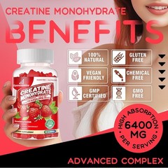 Creatine Monohydrate Gummies Complex for Men & Women -Advanced Formula W/L-Tauri