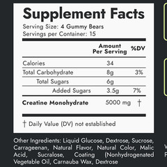 Creatine Gummies Chewable Creatine 1,250mg per Gummy – Natural Pineapple Flavor