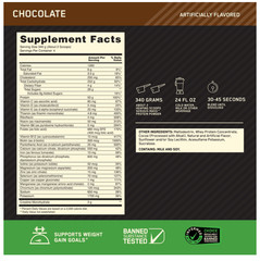 Optimum Nutrition Serious Mass Chocolate Weight Gainer Protein 3LB