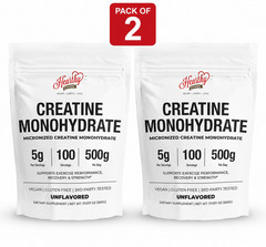 HEARTHY FOODS Creatine Monohydrate Micronized Powder 500G – 100 Servings, 5000mg