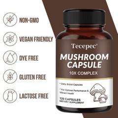 10x Mushroom Complex Supplement, Lions Mane, Reishi, Shiitake, Immune Capsule