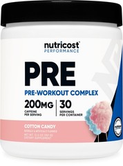 Nutricost Pre-Workout Powder (Cotton Candy) 30 Servings – GMO-Free, Gluten-Free