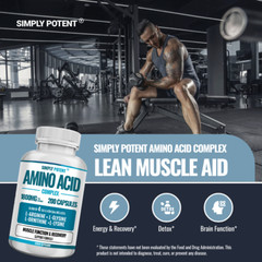 Amino Acid Complex 1800mg 200 Capsules, L-Arginine L-Glysine L-Lysine L-Ornithin